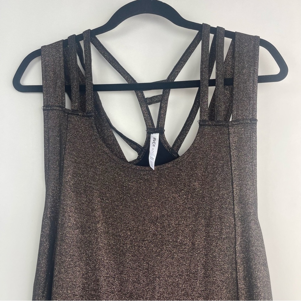 RVCA Bronze Metallic Strappy Mini Tank Dress Size Large - Picture 4 of 5
